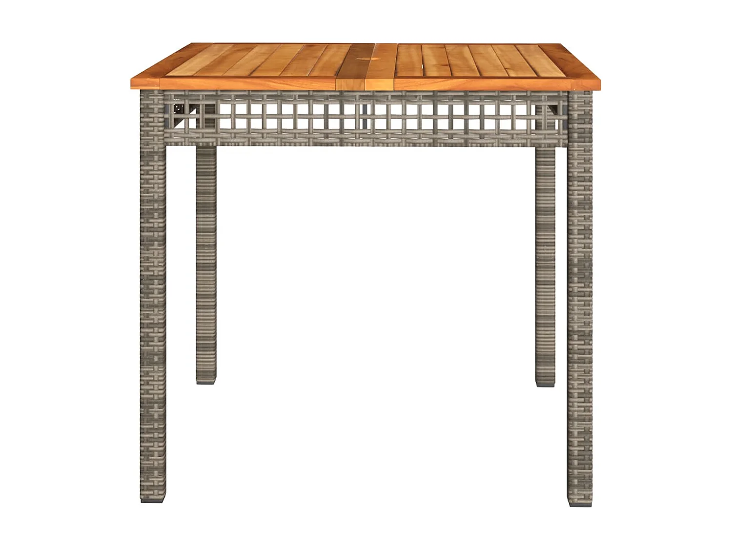 Mesa de jardín ratán sintético madera acacia gris 80x80x75 cm