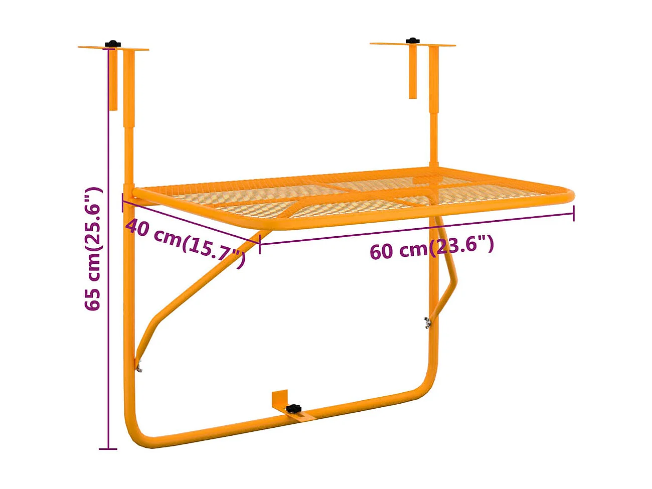 Table de balcon Jaune 60x40 cm Acier
