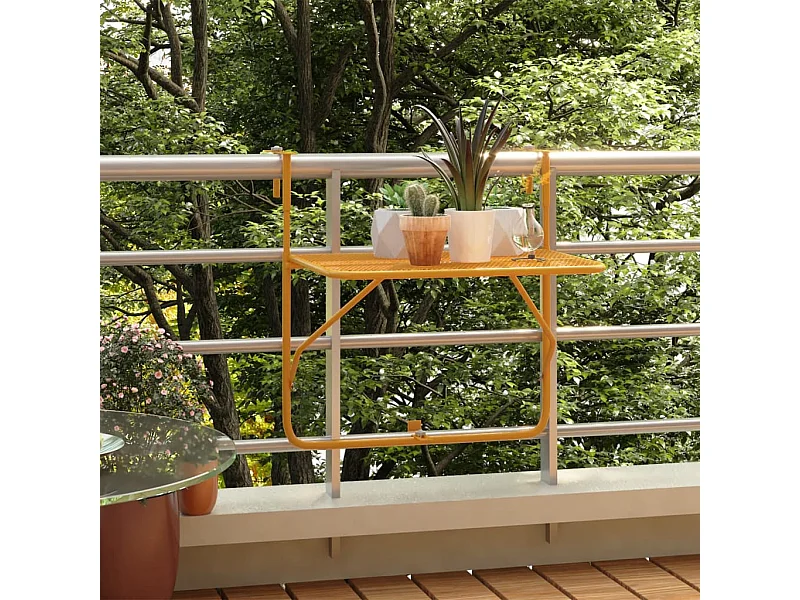 Mesa para varanda 60x40 cm aço amarelo