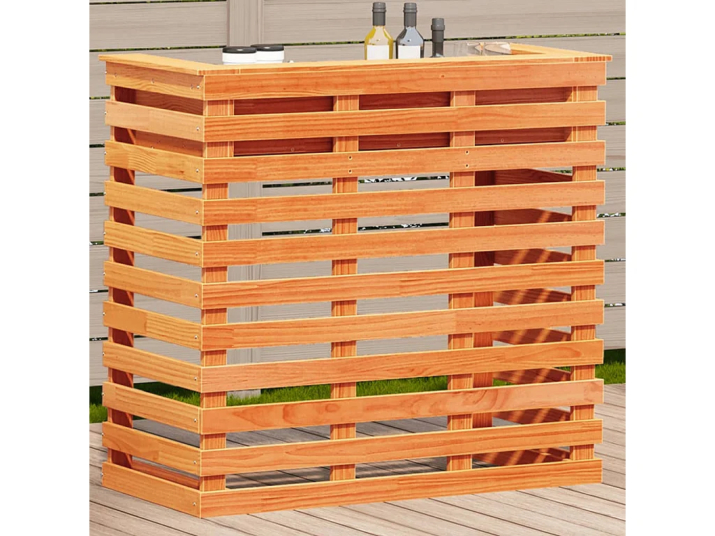 Table de bar d'extérieur cire marron bois massif de pin