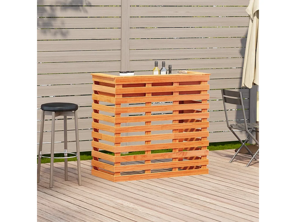Table de bar d'extérieur cire marron bois massif de pin