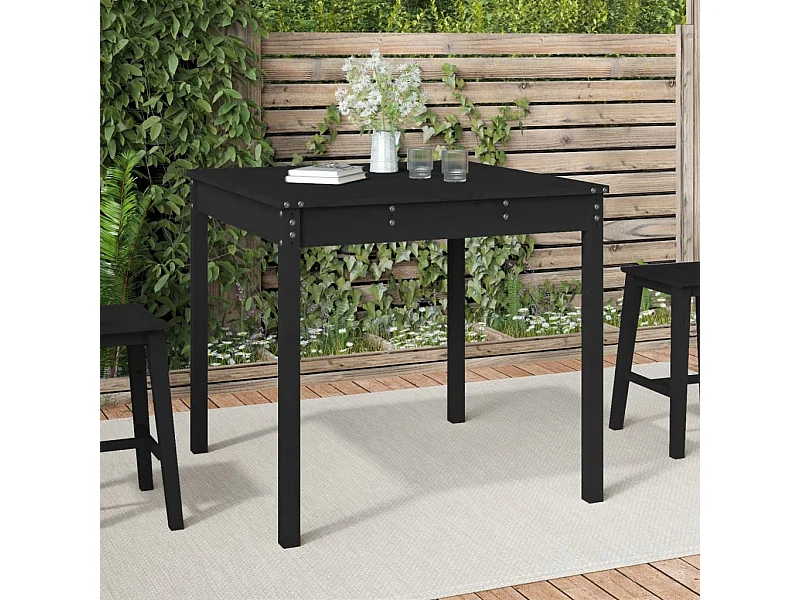 Mesa de jardín madera maciza pino negro 82,5x82,5x76 cm