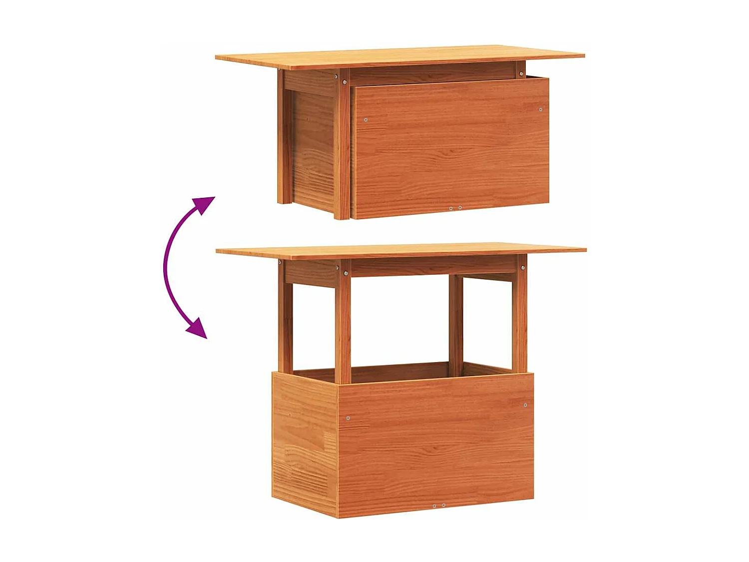 Table de jardin cire marron 100x50x75 cm bois massif de pin