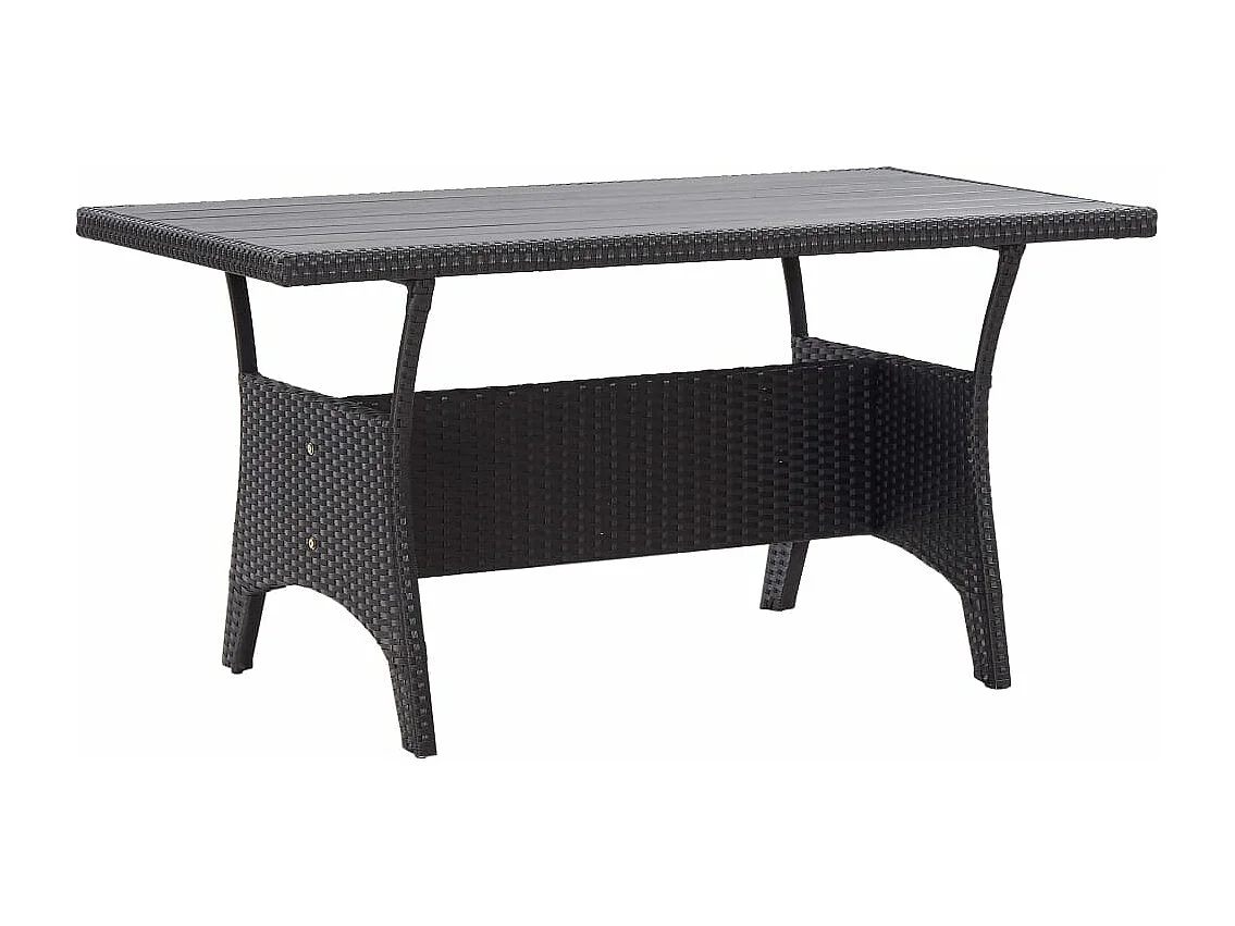 Table de jardin Noir 120x70x66 cm Résine tressée