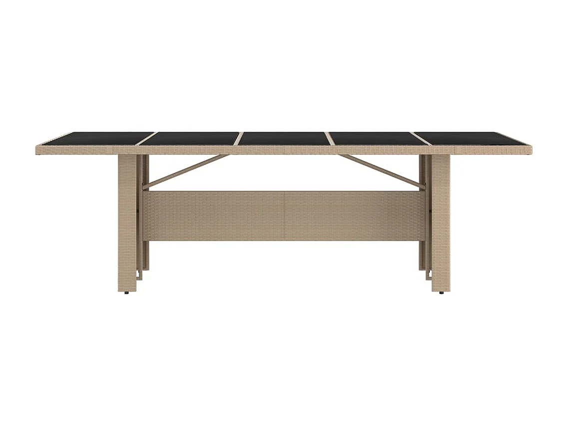 Table de jardin plateau en verre Résine tressée verre trempé