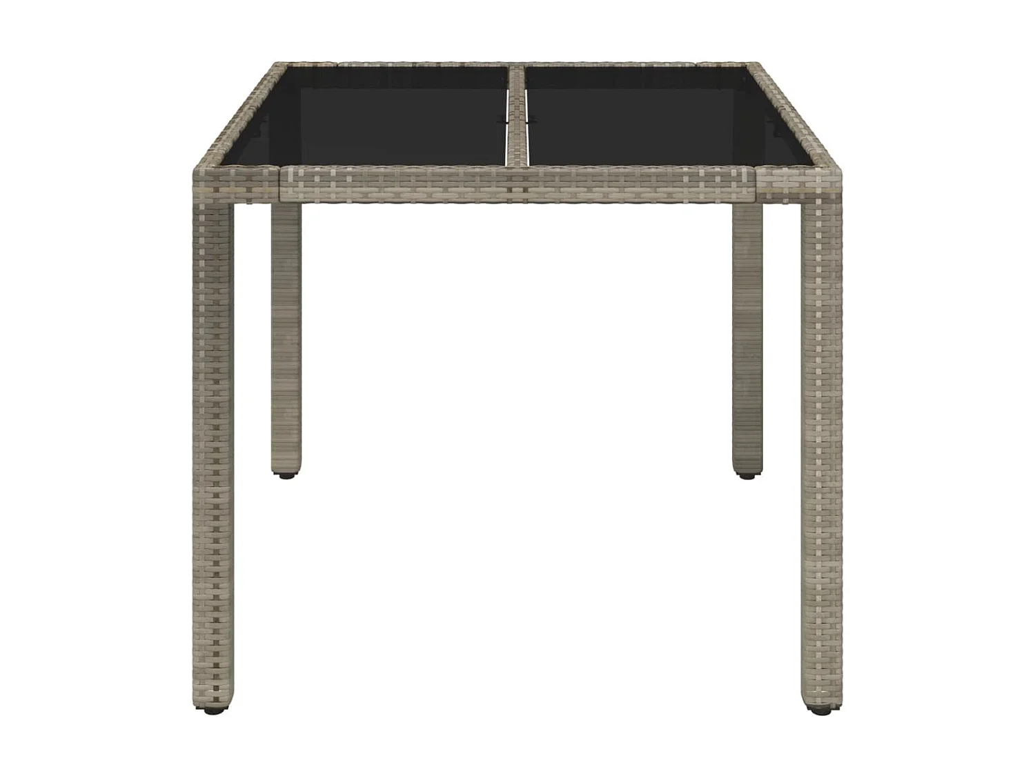 Mesa de jardim com tampo de vidro 90x90x75 cm vime PE cinzento