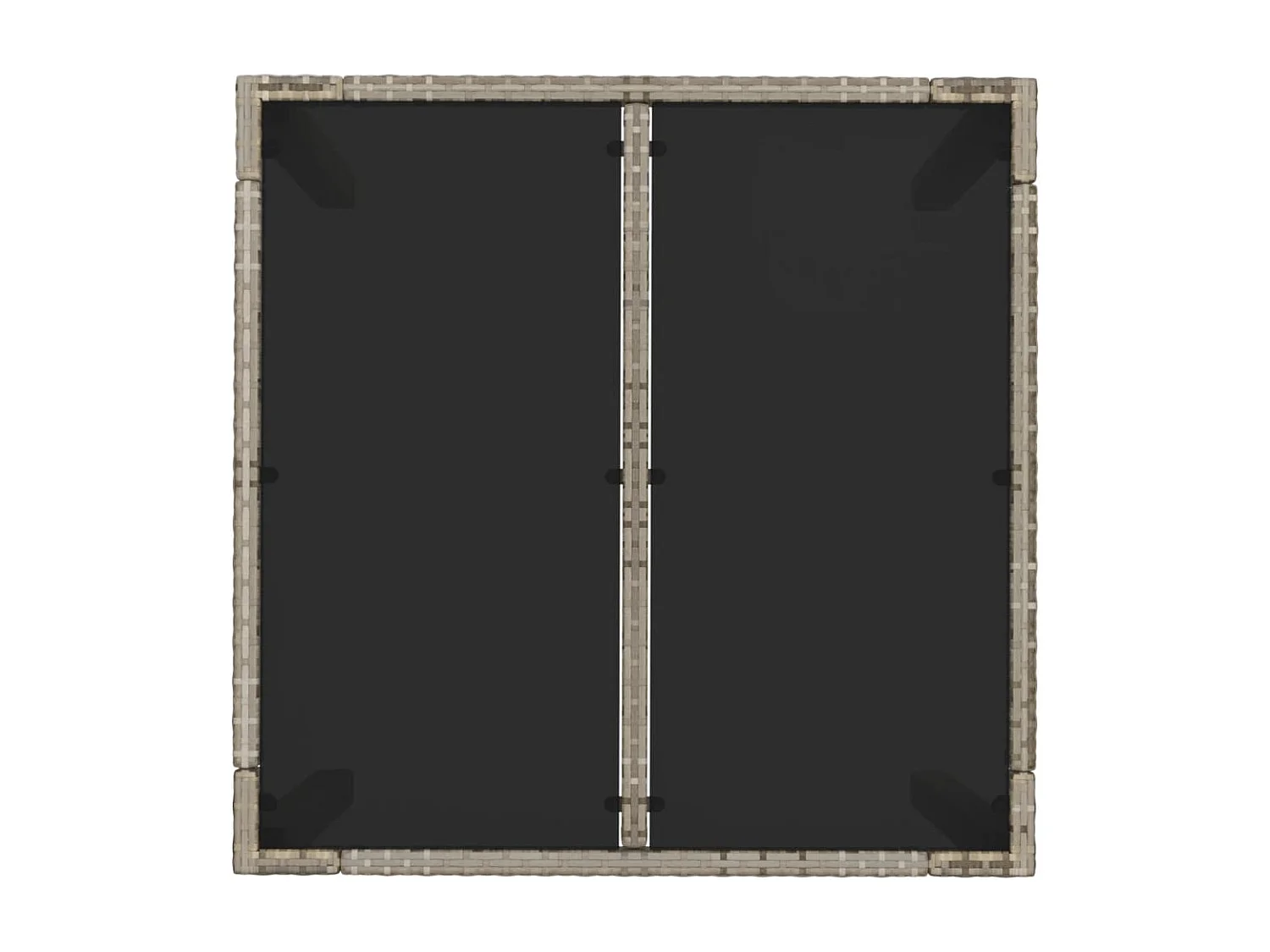 Mesa de jardim com tampo de vidro 90x90x75 cm vime PE cinzento