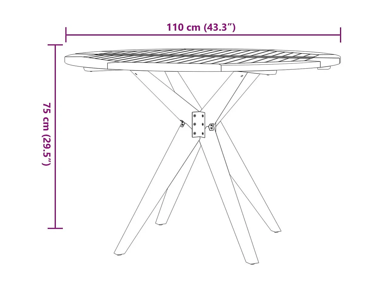 Tuintafel rond Ø110x75 cm massief acaciahout