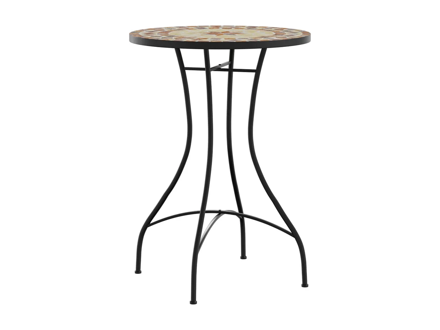 Bistrotafel mozaïek Ø50x70 cm keramiek terracottakleurig en wit