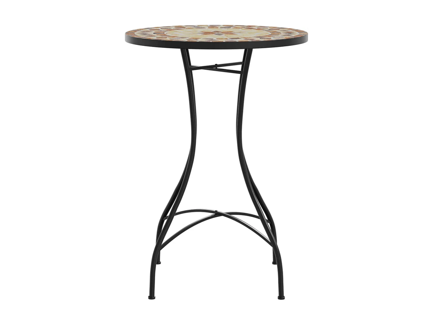 Bistrotafel mozaïek Ø50x70 cm keramiek terracottakleurig en wit