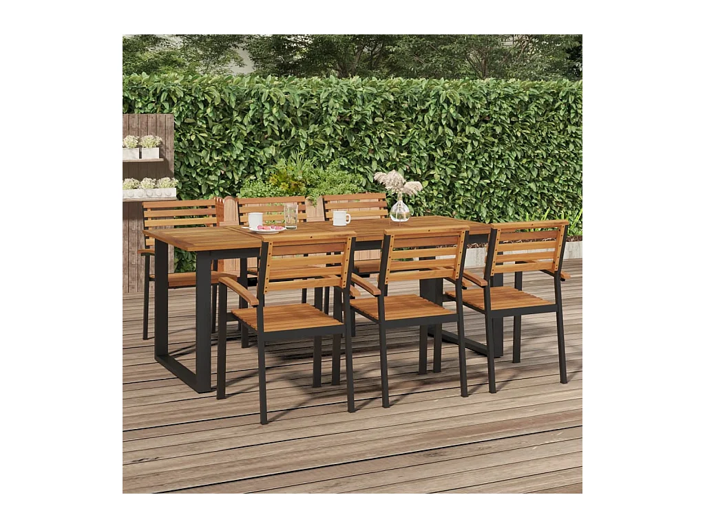 Table de jardin et pieds en forme de U 200x90x75 cm bois acacia
