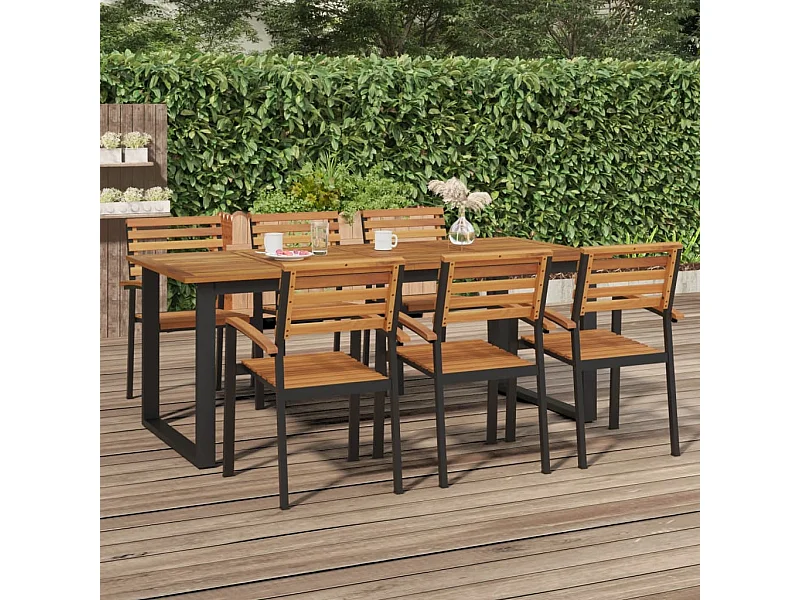 Table de jardin et pieds en forme de U 200x90x75 cm bois acacia