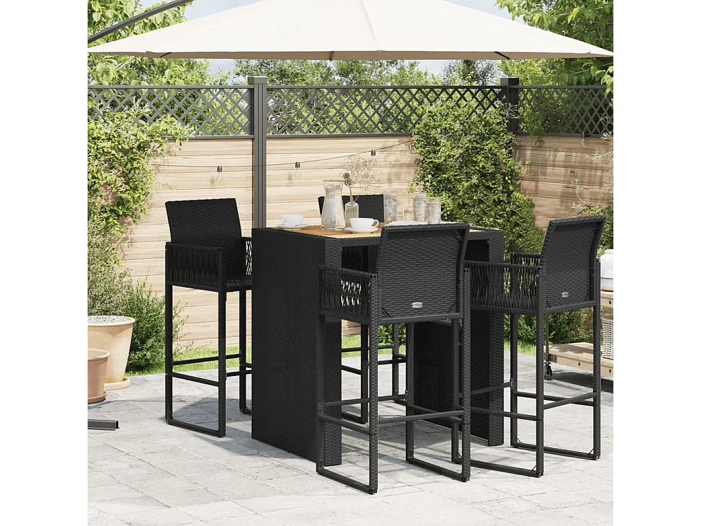 Table de jardin et dessus en bois d'acacia noir résine tressée