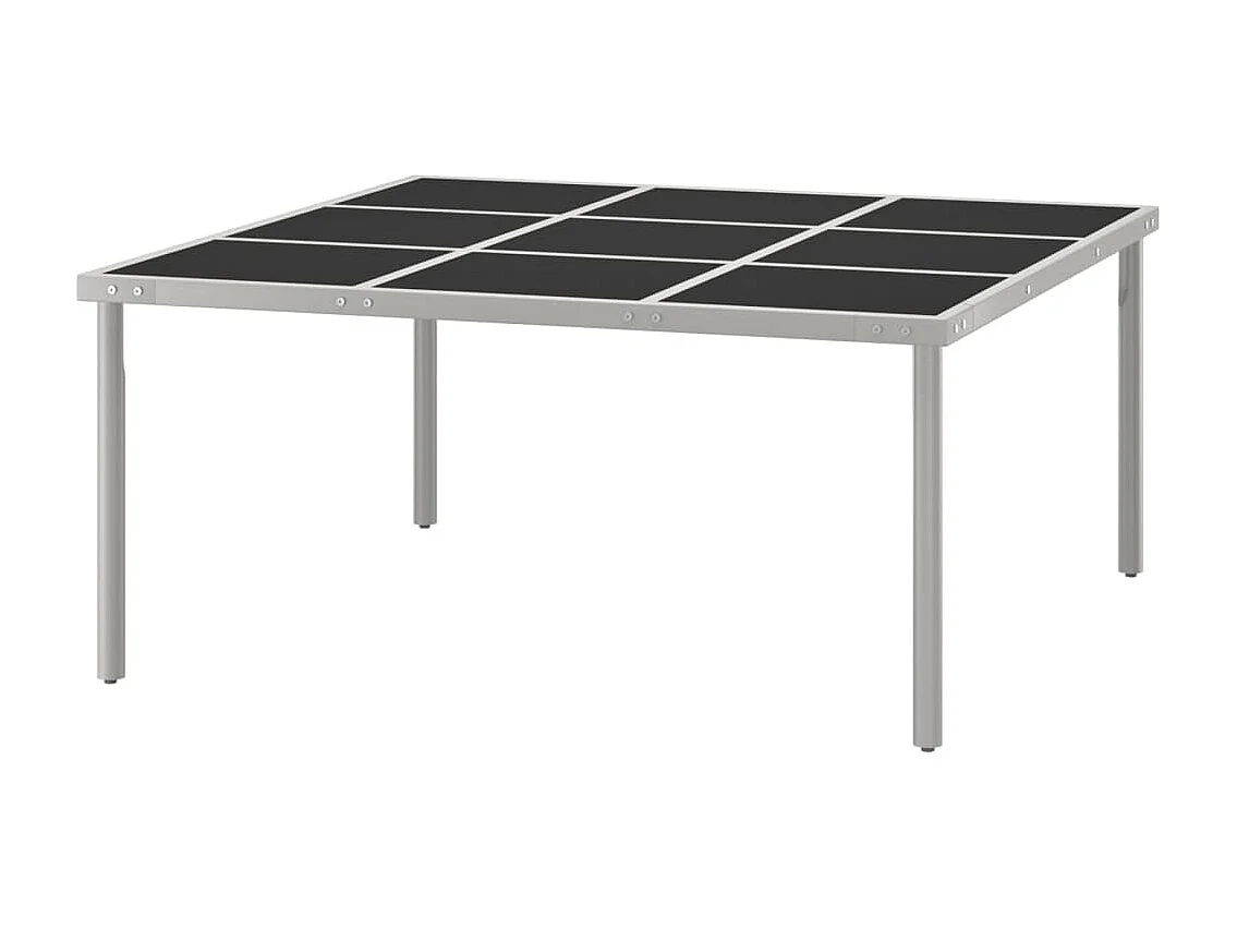 Table de salle à manger de jardin 170x170x74,5cm Verre et acier