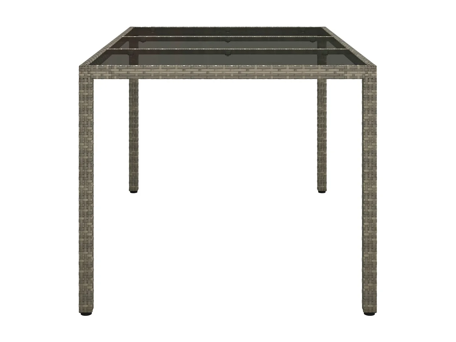 Table de jardin 150x90x75cm Verre trempé et résine tressée Gris