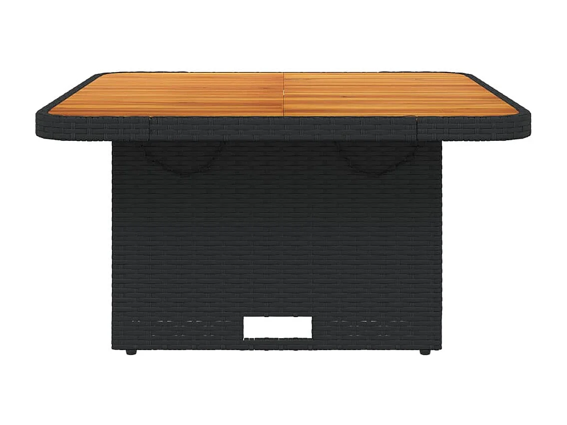 Table de jardin noir 80x80x71 cm résine tressée et bois acacia