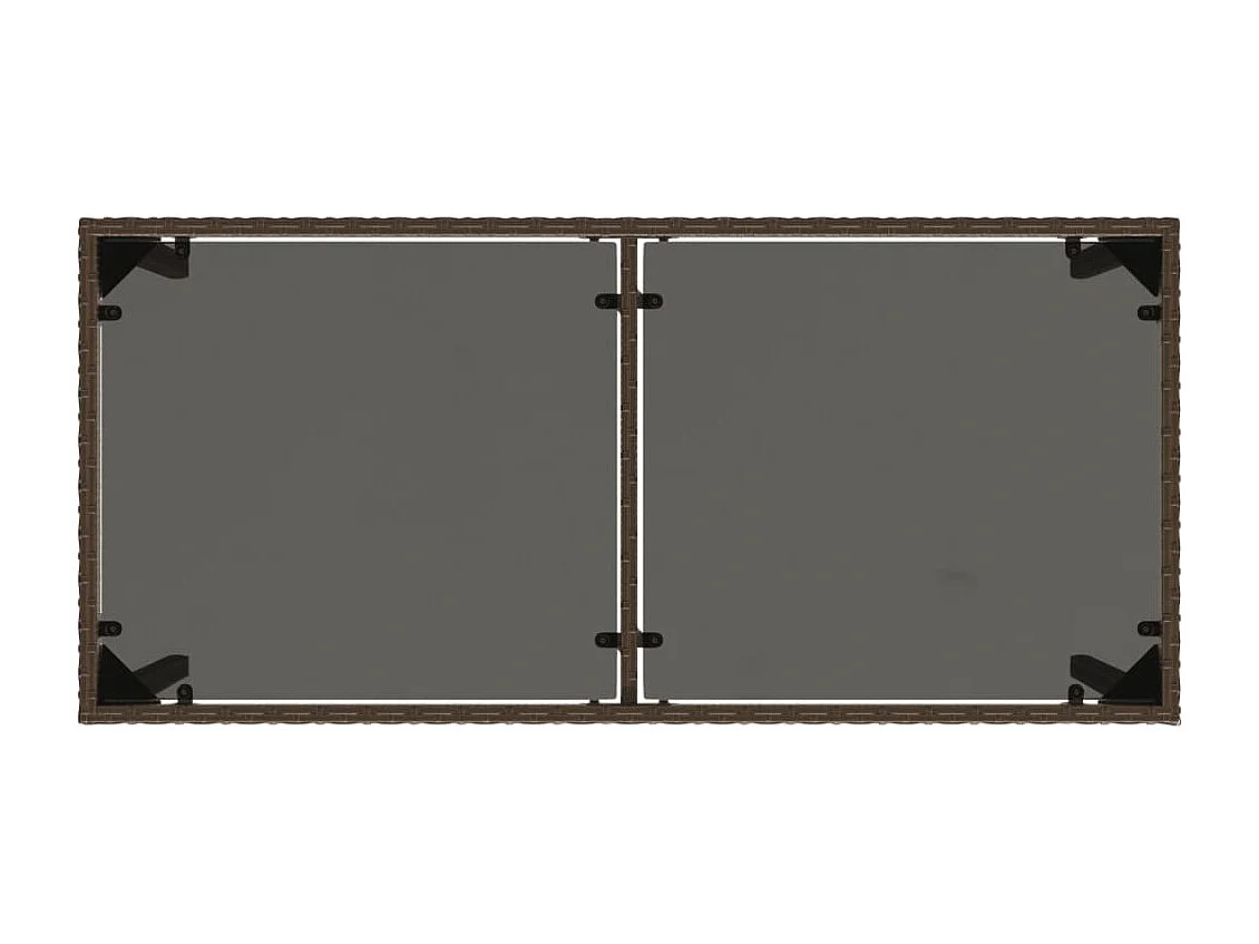 Table de jardin dessus en verre marron 115x54x74 cm poly rotin