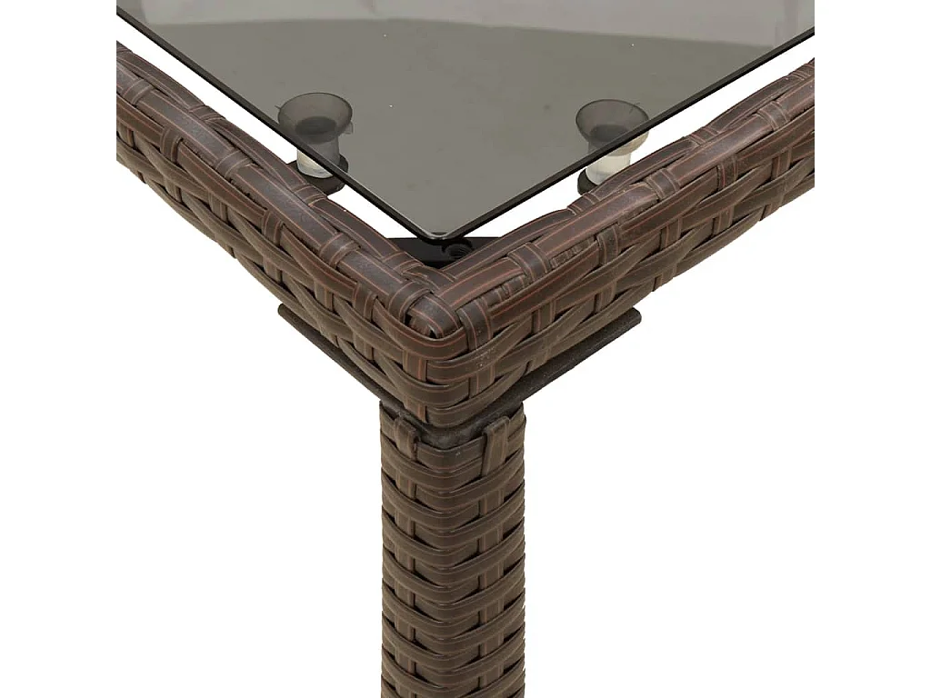 Table de jardin dessus en verre marron 115x54x74 cm poly rotin