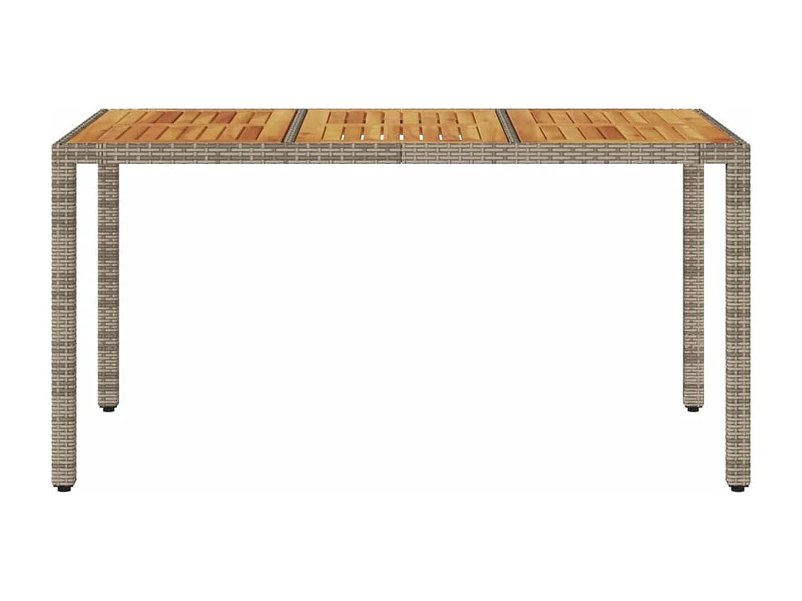 Table de jardin et dessus en bois d'acacia gris résine tressée