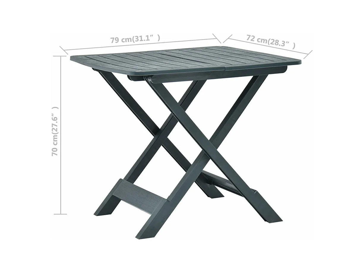 Table pliable de jardin Vert 79x72x70 cm Plastique