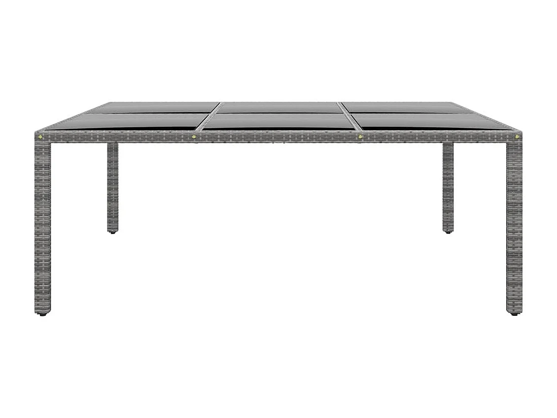 Table de jardin 200x150x75 cm Verre trempé/résine tressée Gris