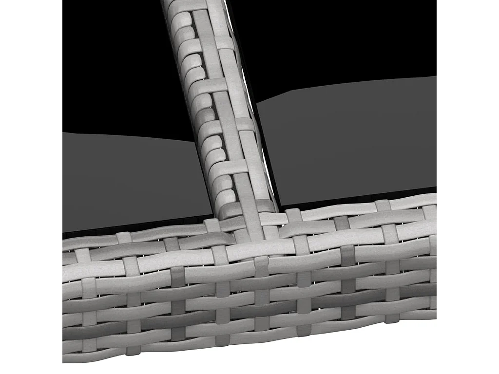 Table de jardin 200x150x75 cm Verre trempé/résine tressée Gris