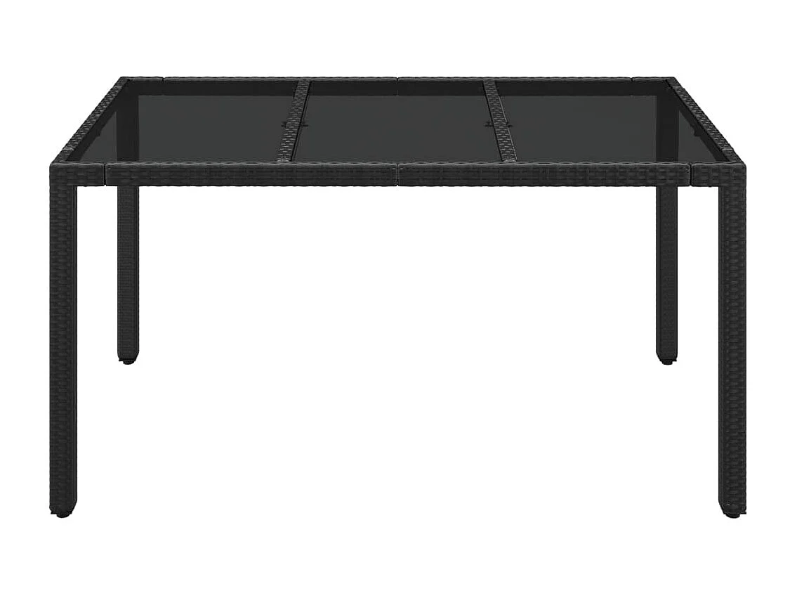 Table de jardin dessus en verre Noir 150x90x75cm Résine tressée