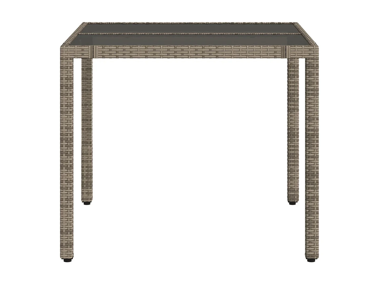 Table de jardin dessus en verre Gris 90x90x75 cm Résine tressée