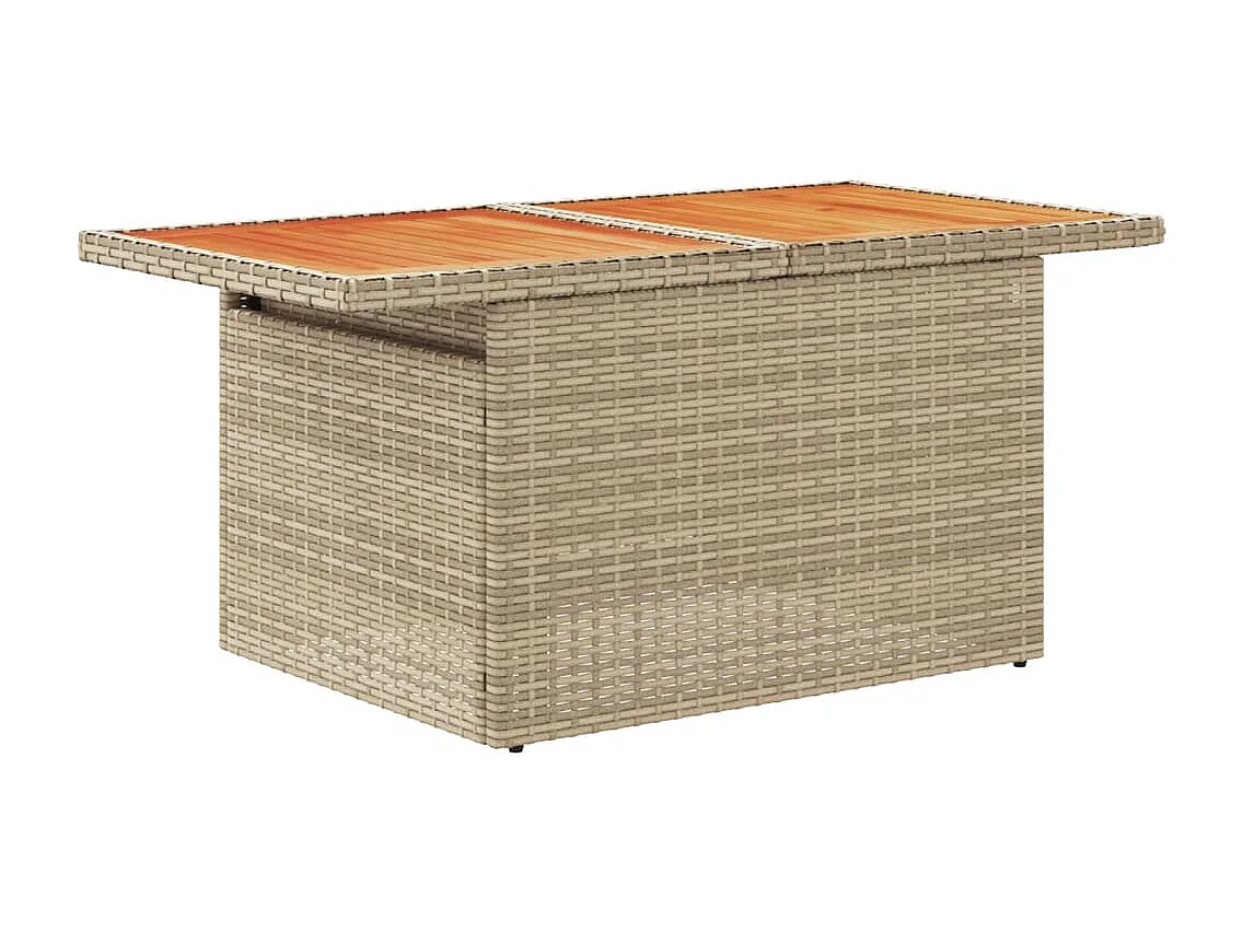 Mesa de jardim 100x55x73 cm vime PE e madeira de acácia bege