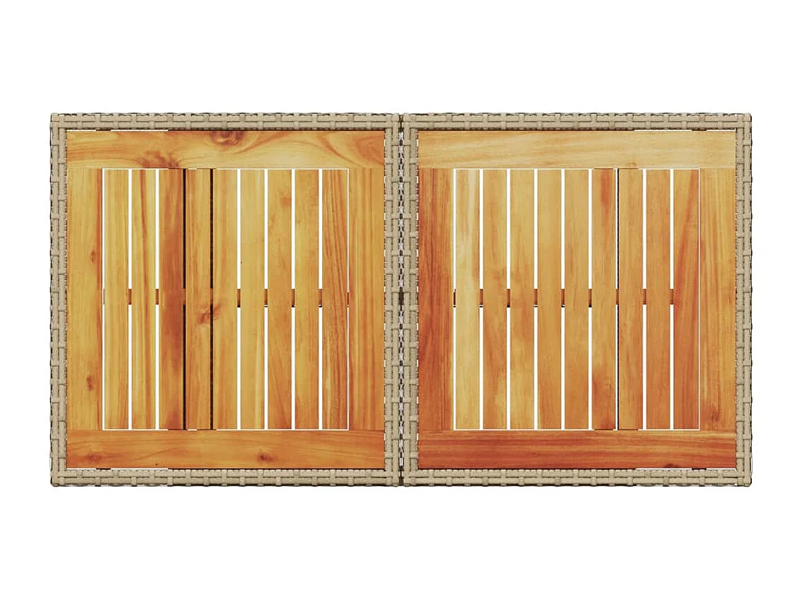 Mesa de jardim 100x55x73 cm vime PE e madeira de acácia bege