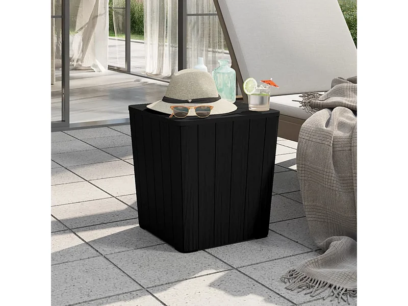 Table de jardin avec couvercle amovible noir polypropylène