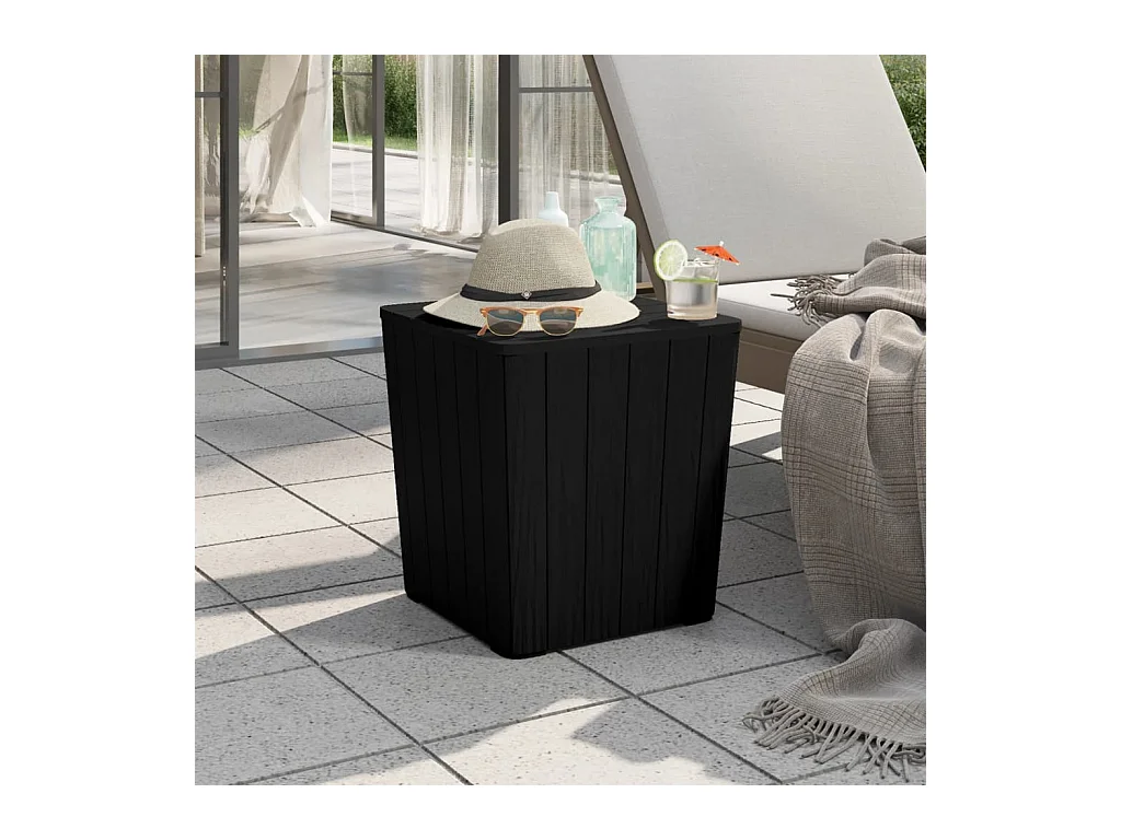 Table de jardin avec couvercle amovible noir polypropylène