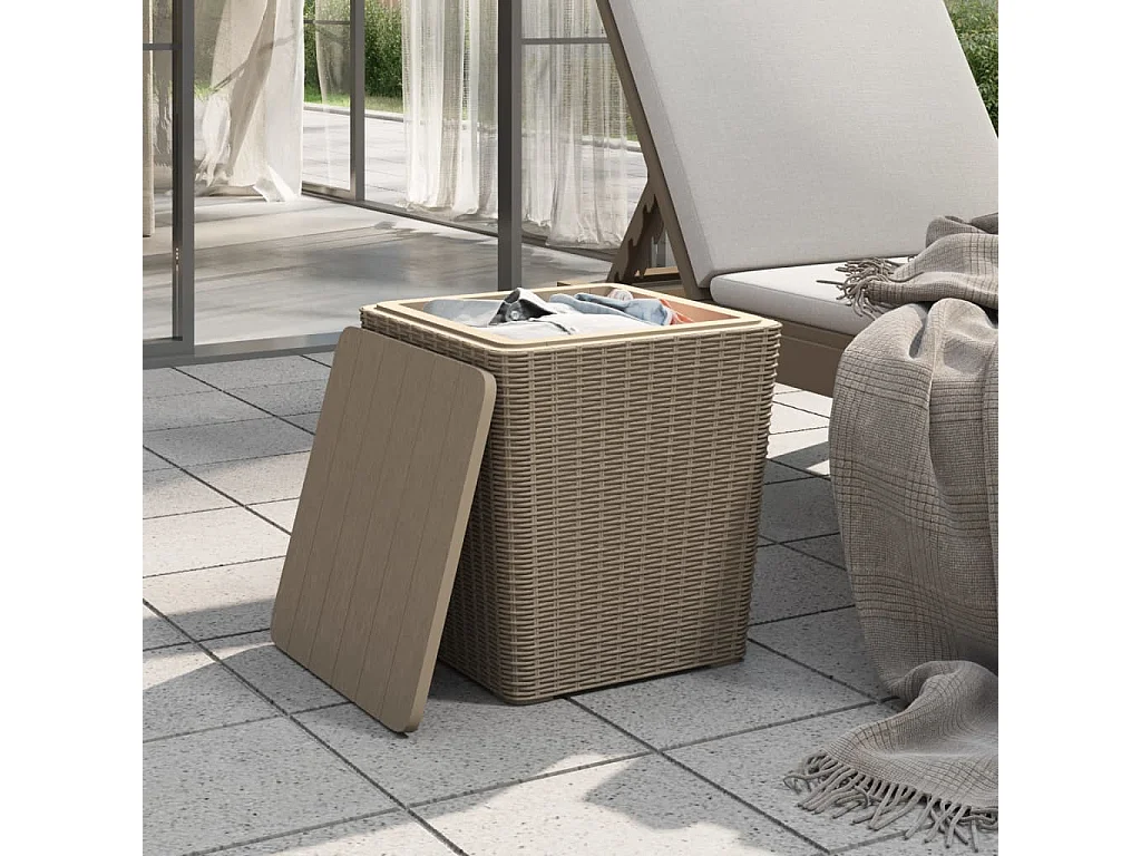 Mesa de jardín con tapa extraíble polipropileno marrón claro