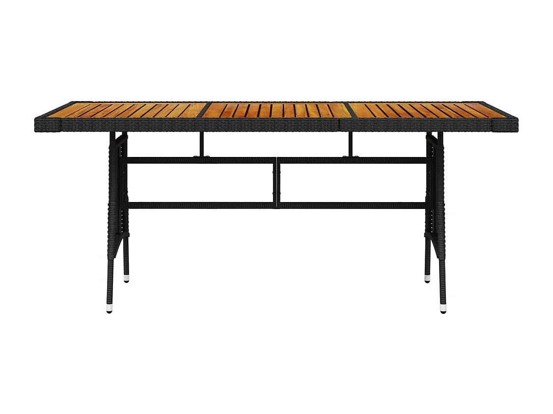 Table de jardin Noir 160x70x72 cm Résine tressée et acacia