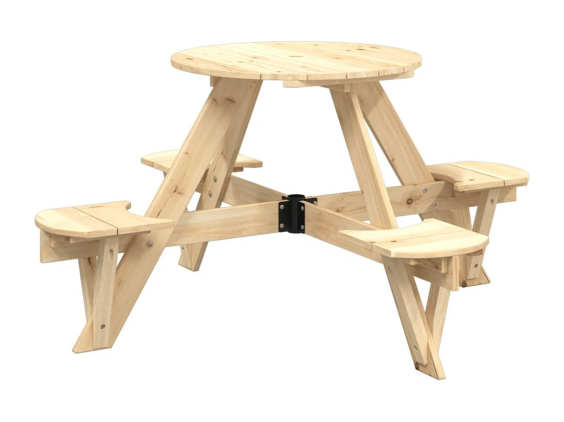 Mesa piquenique redonda p/ 4 crianças madeira de abeto maciça