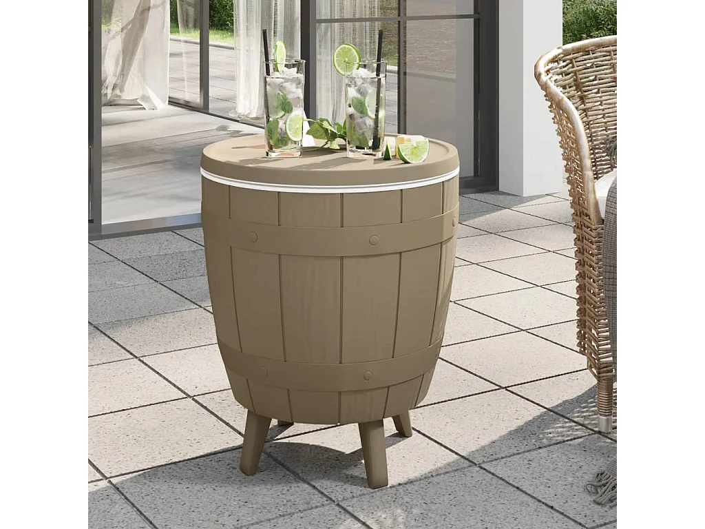 Table à glacière 3 en 1 marron clair polypropylène