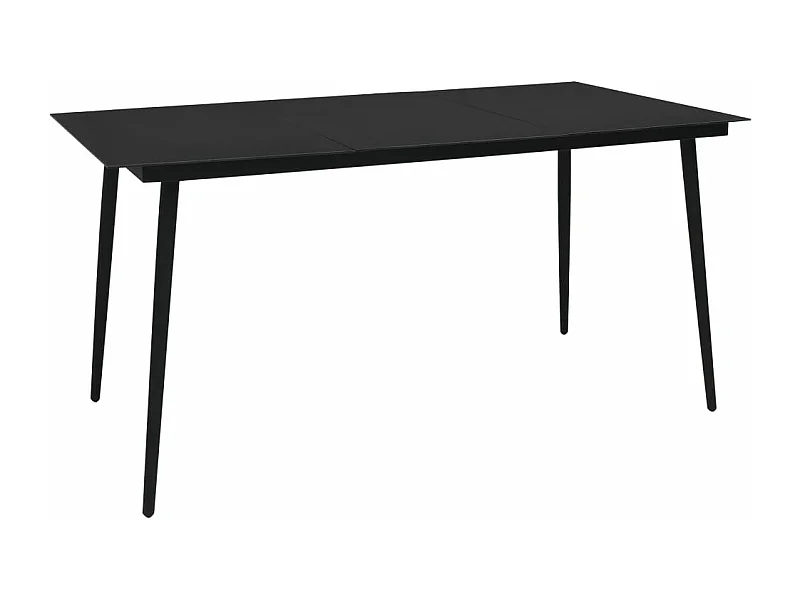 Mesa de comedor de jardín acero y vidrio negra 150x80x74 cm