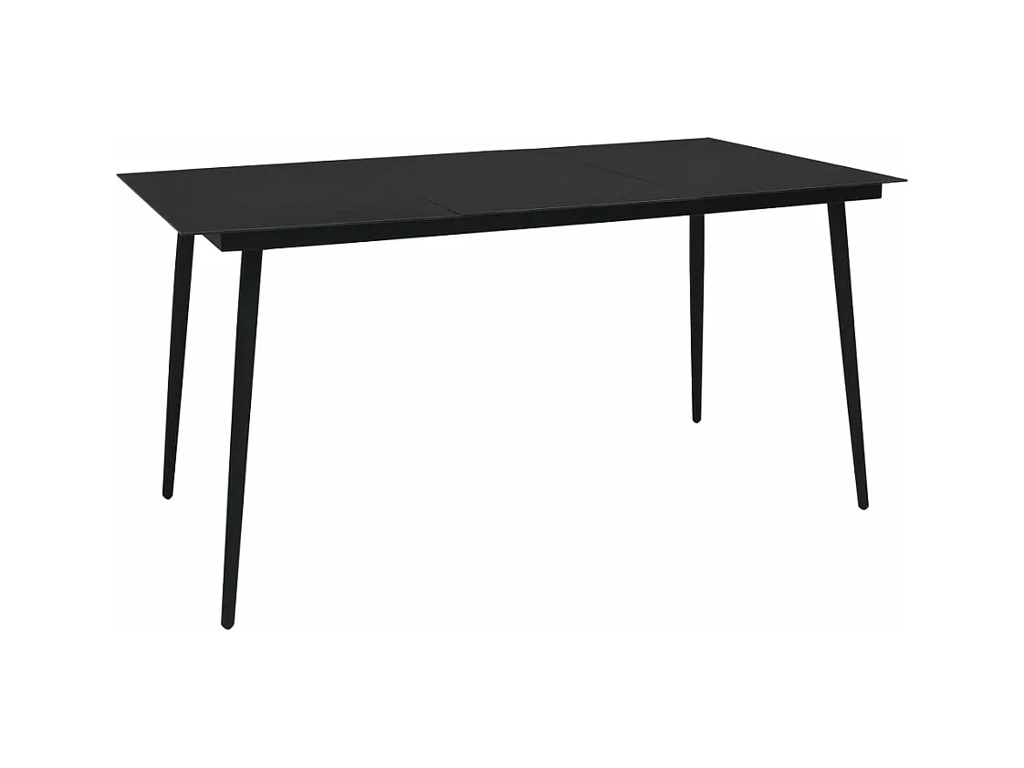 Table à dîner de jardin Noir 150x80x74 cm Acier et verre