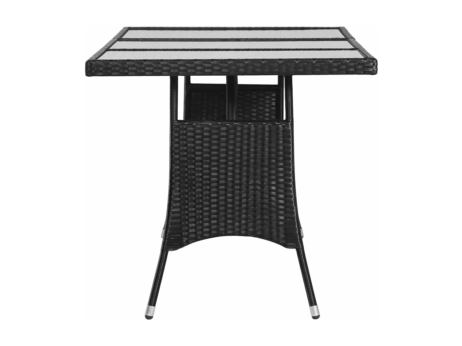 Table de jardin noir 170x80x74 cm résine tressée