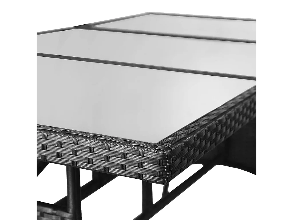 Table de jardin noir 170x80x74 cm résine tressée