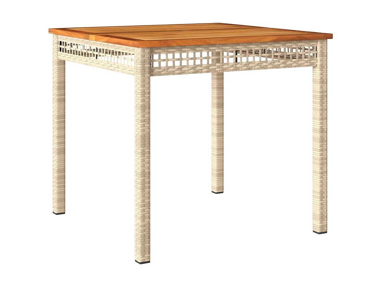 Mesa de jardim 80x80x75 cm vime PE e madeira de acácia bege