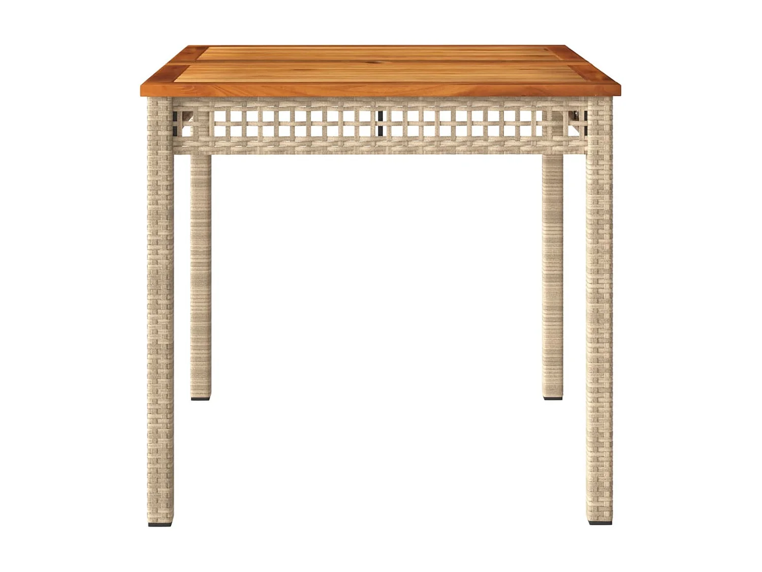 Mesa de jardim 80x80x75 cm vime PE e madeira de acácia bege