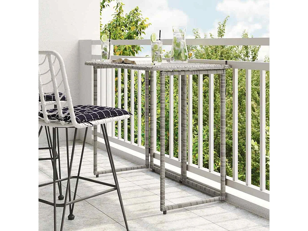 Mesa de jardín plegable gris 90x51x75 cm ratán sintético