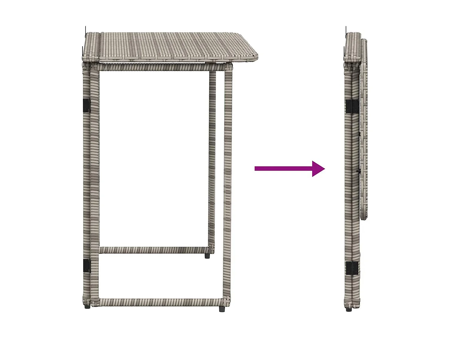 Mesa de jardín plegable gris 90x51x75 cm ratán sintético