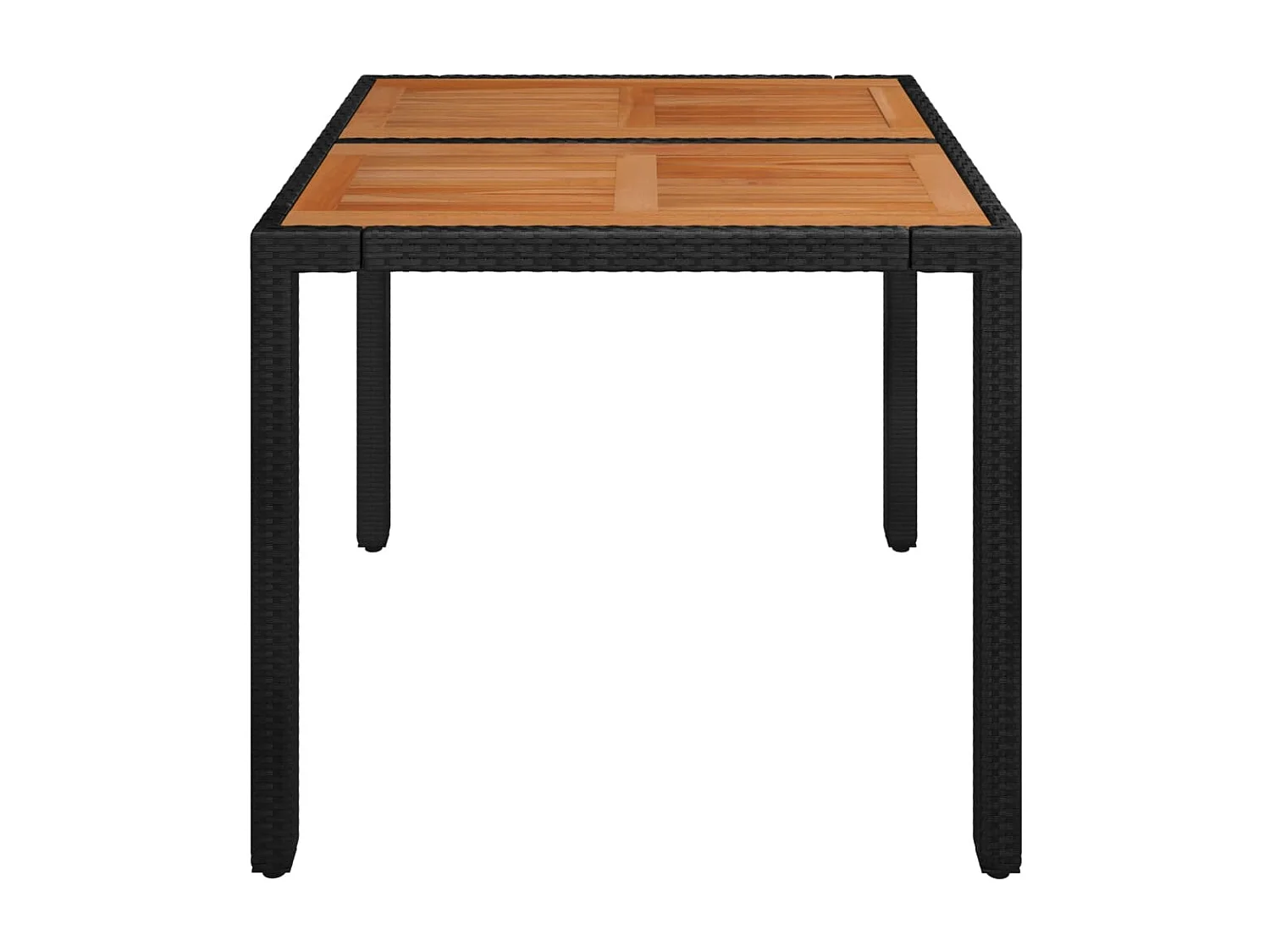 Table de jardin dessus en bois Noir 90x90x75 cm Résine tressée