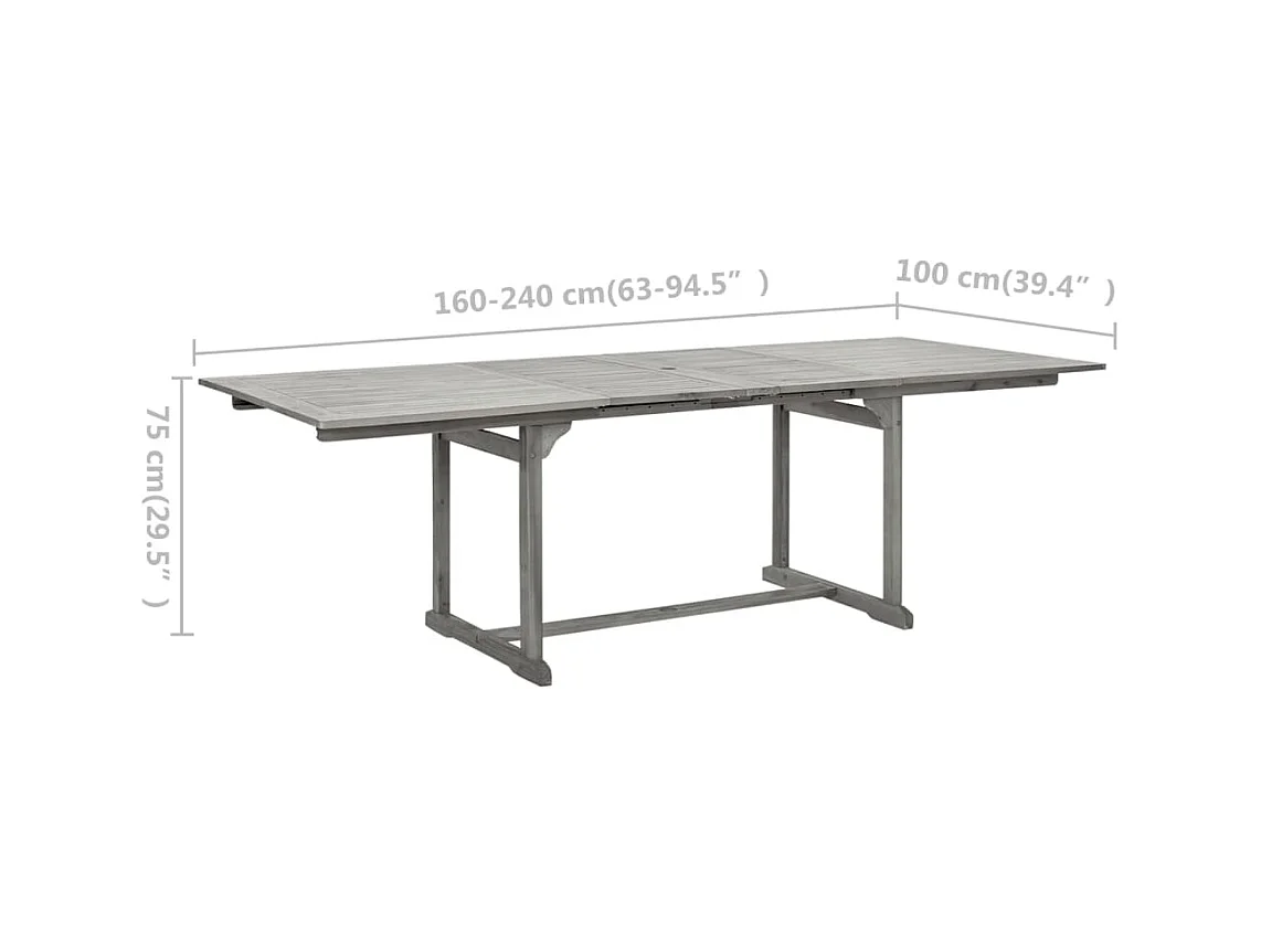 Tuintafel (160-240)x100x75 cm massief acaciahout