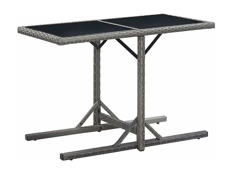 Table de jardin Anthracite 110x53x72 cm Verre et résine tressée