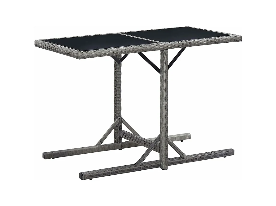 Table de jardin Anthracite 110x53x72 cm Verre et résine tressée