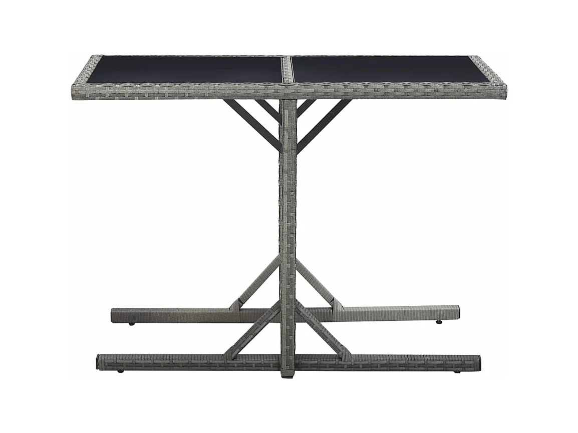 Mesa de jardín vidrio y ratán sintético antracita 110x53x72 cm
