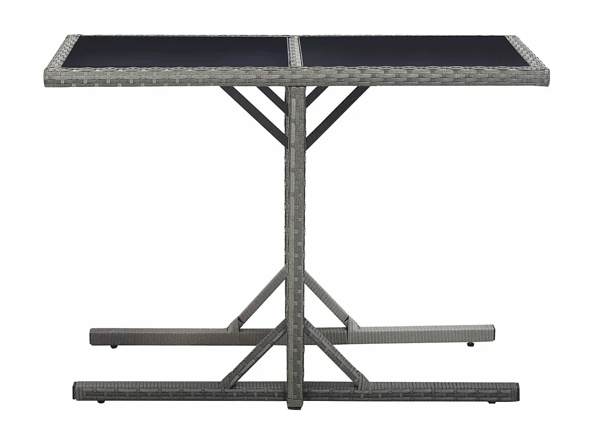 Mesa de jardín vidrio y ratán sintético antracita 110x53x72 cm